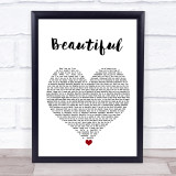 Akon Beautiful White Heart Song Lyric Wall Art Print