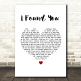 Alabama Shakes I Found You White Heart Song Lyric Wall Art Print