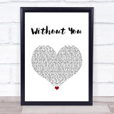 Chris Brown Without You White Heart Song Lyric Wall Art Print
