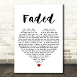 Alan Walker Faded White Heart Song Lyric Wall Art Print