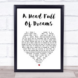Coldplay A Head Full Of Dreams White Heart Song Lyric Wall Art Print