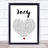 Concrete Blonde Joey White Heart Song Lyric Wall Art Print