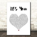 Ali Gatie It's You White Heart Song Lyric Wall Art Print