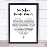 Darkiel Sin Saber Donde Vamos White Heart Song Lyric Wall Art Print