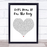 Deniece Williams Let's Hear It For The Boy White Heart Song Lyric Wall Art Print