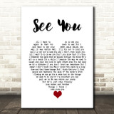 Depeche Mode See You White Heart Song Lyric Wall Art Print