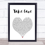 Drake Take Care White Heart Song Lyric Wall Art Print