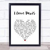 Ella Fitzgerald I Love Paris White Heart Song Lyric Wall Art Print