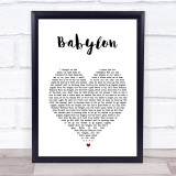 5 Seconds Of Summer Babylon White Heart Song Lyric Wall Art Print