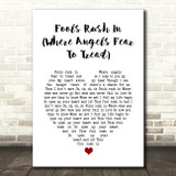 Elvis Presley Fools Rush In (Where Angels Fear To Tread) White Heart Song Lyric Wall Art Print