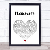 Elvis Presley Memories White Heart Song Lyric Wall Art Print
