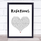 Erika Relations White Heart Song Lyric Wall Art Print