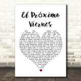 Espinoza Paz El Próximo Viernes White Heart Song Lyric Wall Art Print