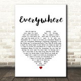 Fleetwood Mac Everywhere White Heart Song Lyric Wall Art Print