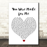 Freddie And The Dreamers You Were Made for Me White Heart Song Lyric Wall Art Print