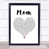 Garth Brooks Mom White Heart Song Lyric Wall Art Print