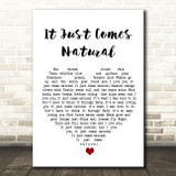 George Strait It Just Comes Natural White Heart Song Lyric Wall Art Print