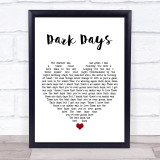 Gerry Cinnamon Dark Days White Heart Song Lyric Wall Art Print