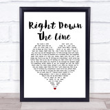 Gerry Rafferty Right Down The Line White Heart Song Lyric Wall Art Print