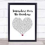 Israel Kamakawiwo'ole Somewhere Over The Rainbow White Heart Song Lyric Wall Art Print