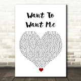 Jason Derulo Want To Want Me White Heart Song Lyric Wall Art Print