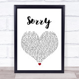 Joel Corry Sorry White Heart Song Lyric Wall Art Print