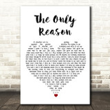 JP Cooper The Only Reason White Heart Song Lyric Wall Art Print