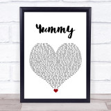 Justin Bieber Yummy White Heart Song Lyric Wall Art Print