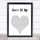 KC And The Sunshine Band Give It Up White Heart Song Lyric Wall Art Print