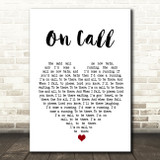 Kings Of Leon On Call White Heart Song Lyric Wall Art Print