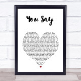 Lauren Daigle You Say White Heart Song Lyric Wall Art Print