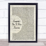 Baz Luhrmann Everybody's Free To Wear Sunscreen Vintage Script Song Lyric Print  - SLPTNS5010