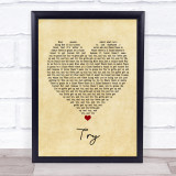 Pink Try Vintage Heart Song Lyric Print  - SLPTVTH5208