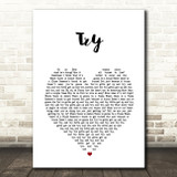 Pink Try White Heart Song Lyric Print  - SLPTHT6792