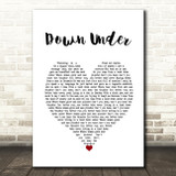 Men At Work Down Under White Heart Song Lyric Wall Art Print