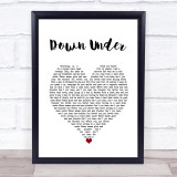 Men At Work Down Under White Heart Song Lyric Wall Art Print
