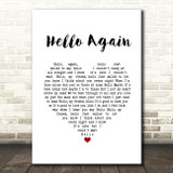 Neil Diamond Hello Again White Heart Song Lyric Wall Art Print