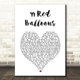 Nena 99 Red Balloons White Heart Song Lyric Wall Art Print