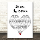 Night Ranger Sister Christian White Heart Song Lyric Wall Art Print