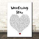 Noel Gallagher's High Flying Birds Wandering Star White Heart Song Lyric Wall Art Print