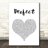 One Direction Perfect White Heart Song Lyric Wall Art Print