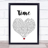 Pink Floyd Time White Heart Song Lyric Wall Art Print