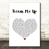 Pink Beam Me Up White Heart Song Lyric Wall Art Print