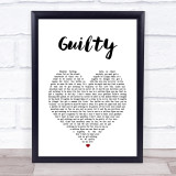 Barbra Streisand & Barry Gibb Guilty White Heart Song Lyric Wall Art Print