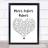 Quincy Jones Miss Celie's Blues White Heart Song Lyric Wall Art Print