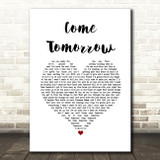 Barbra Streisand Come Tomorrow White Heart Song Lyric Wall Art Print