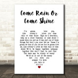Ray Charles Come Rain Or Come Shine White Heart Song Lyric Wall Art Print