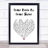Ray Charles Come Rain Or Come Shine White Heart Song Lyric Wall Art Print