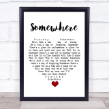 Barbra Streisand Somewhere White Heart Song Lyric Wall Art Print