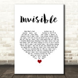 5 Seconds Of Summer Invisible White Heart Song Lyric Quote Music Print